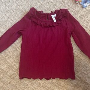 Janie and Jack Ruffle Long Sleeve Top in burgundy